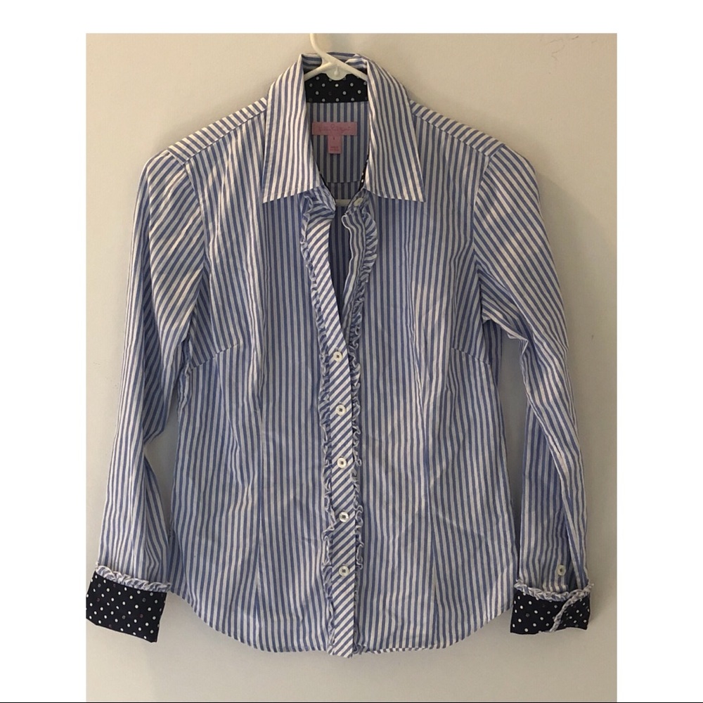 Lily Pulitzer Striped with Polka Dots Button Down